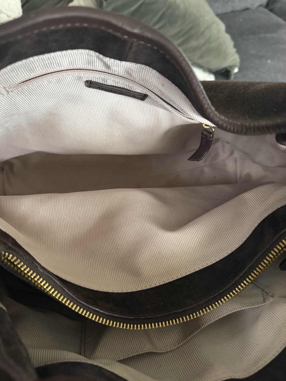 margot Dark Brown Suede Satchel - Picture 3 of 6